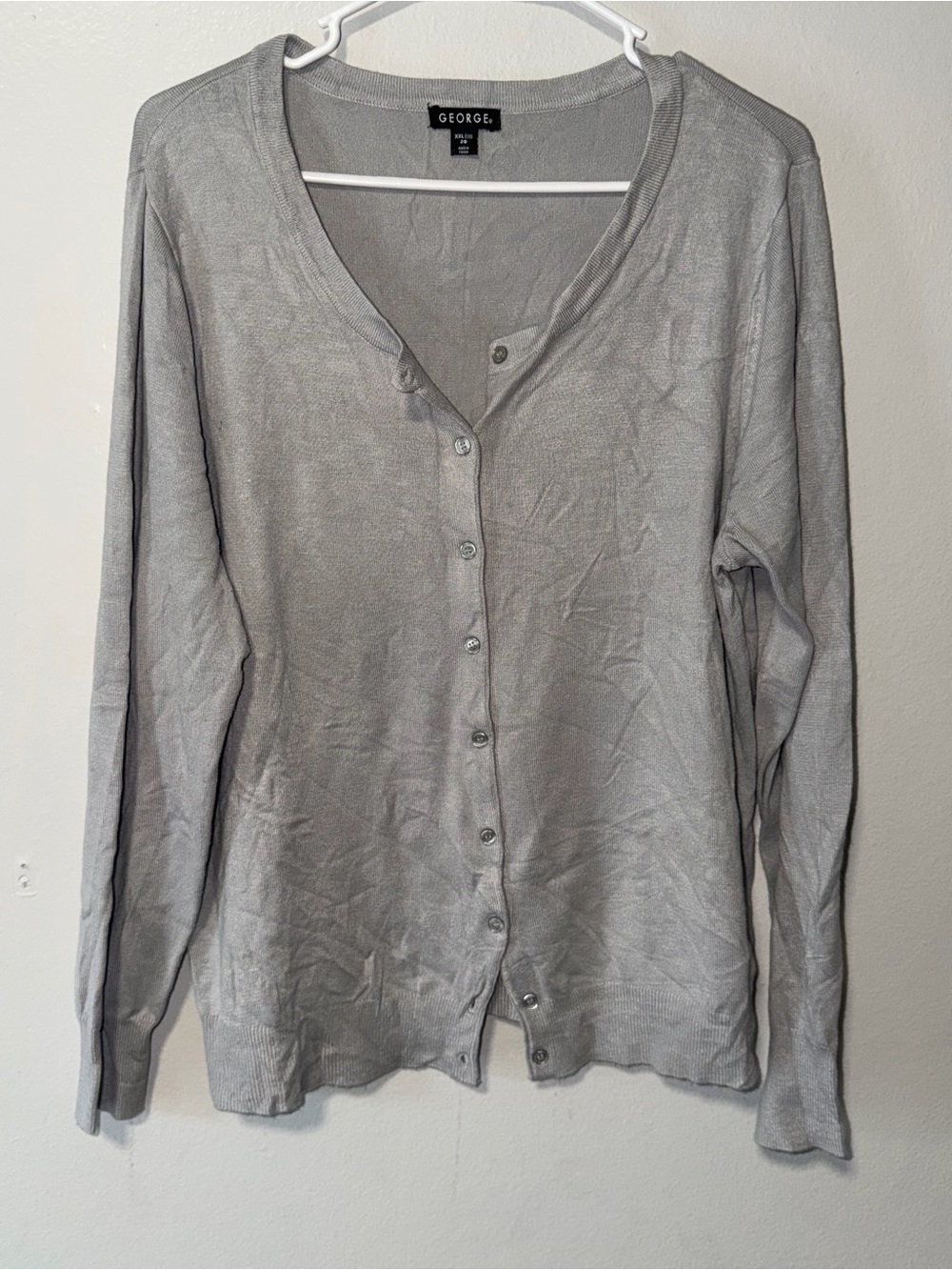 George Light Gray V-Neck Button Front Cardigan